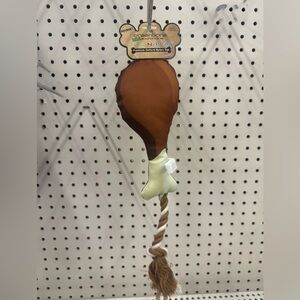 NWT- squeak Greenbone Tug-N-Play Turkey Leg Rope Dog Toy - Brown & Cream